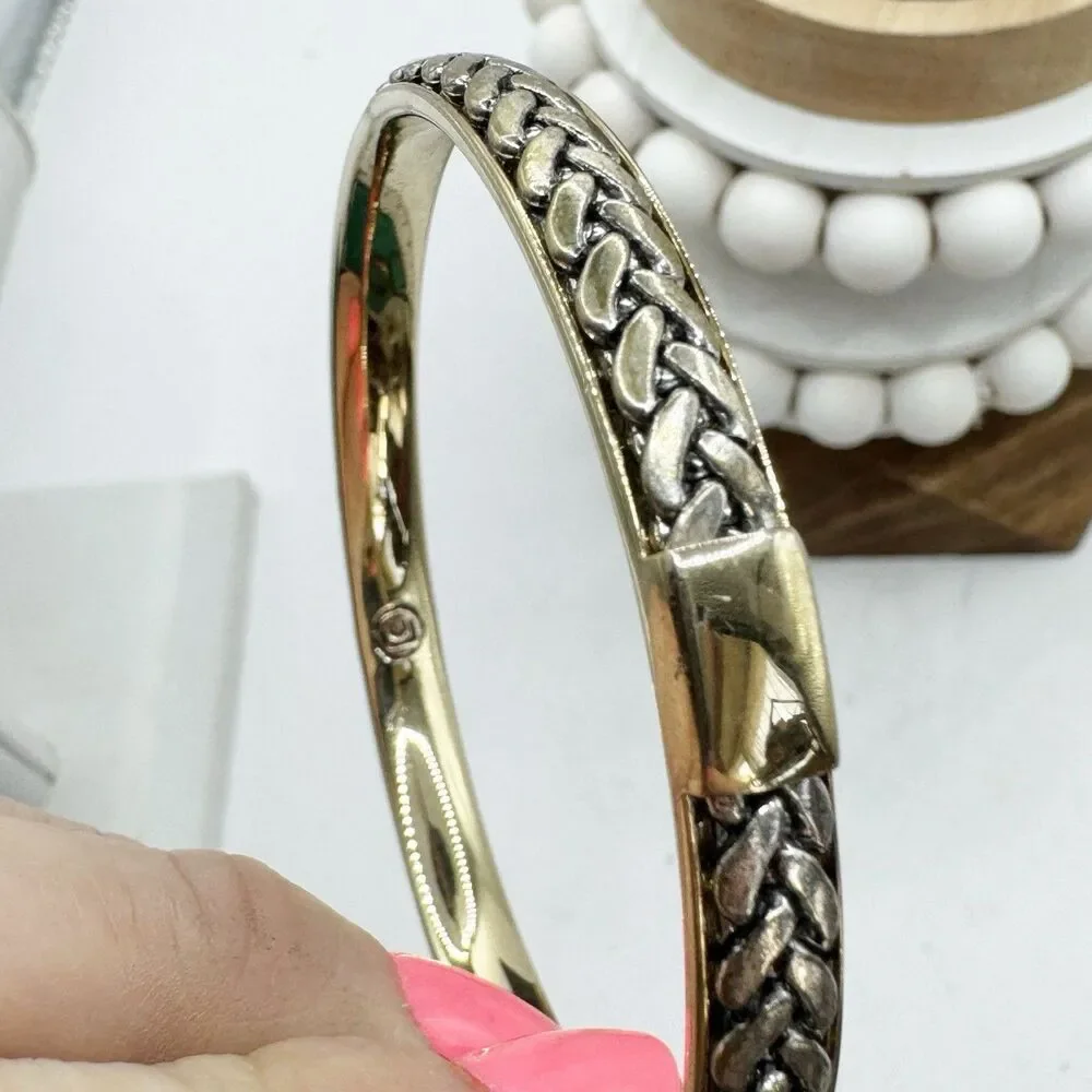 Liz Claiborne Braided Design Bangle Bracelet Gold and Silver Tone Classy